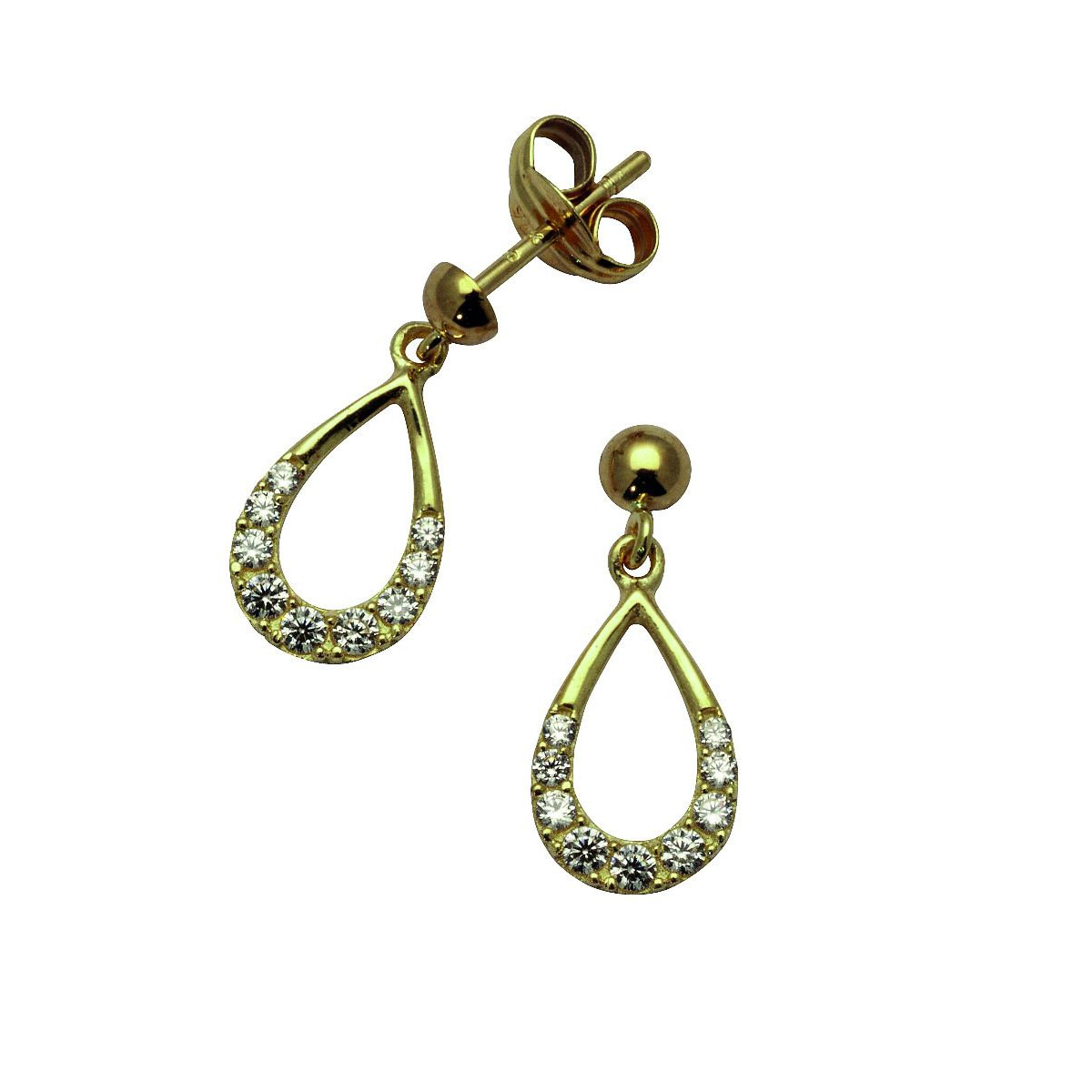 Øredobber Dråpe Gult Gull 