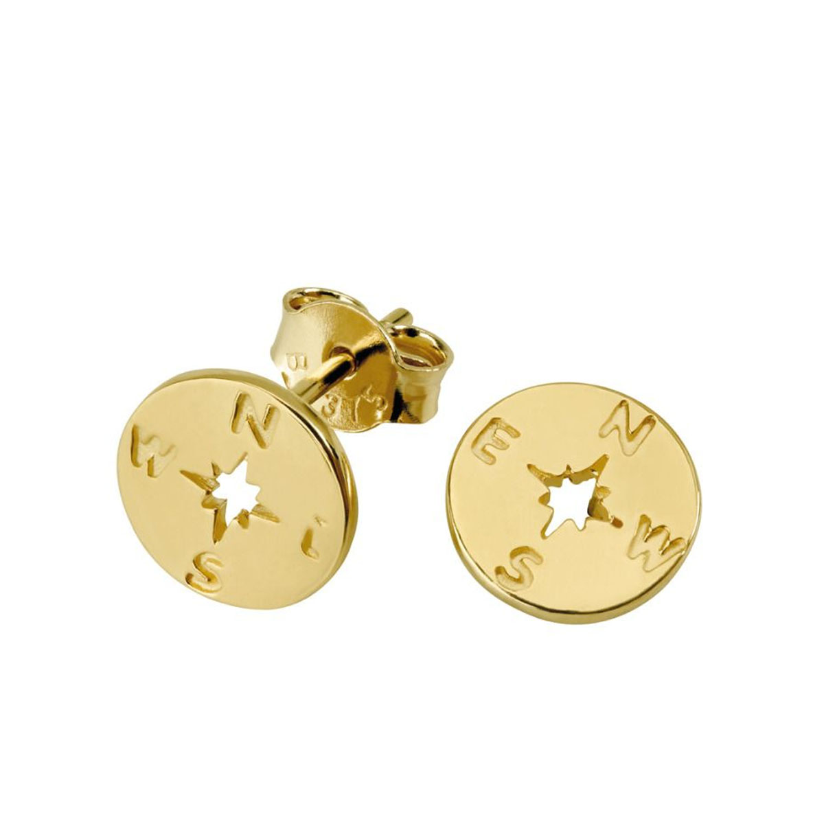 Øredobber Kompass 375 Gult Gull