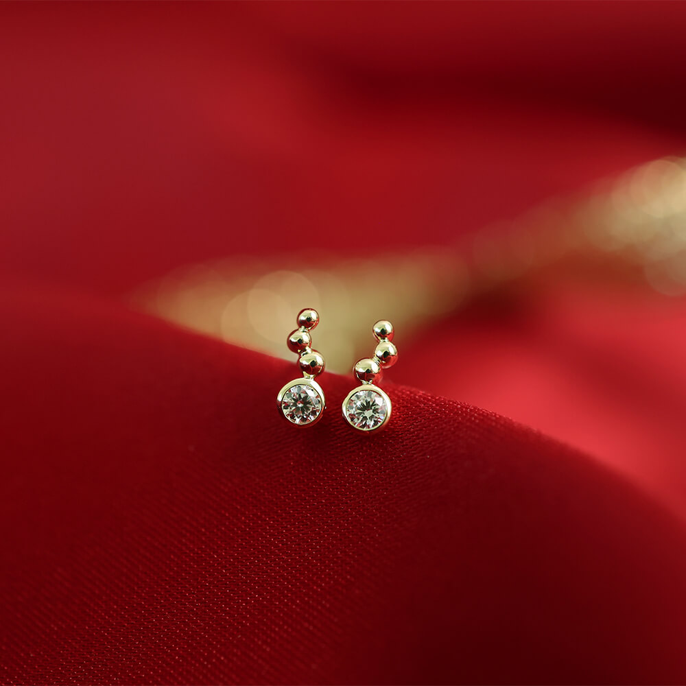 Øredobber Bobler 375 Gult Gull