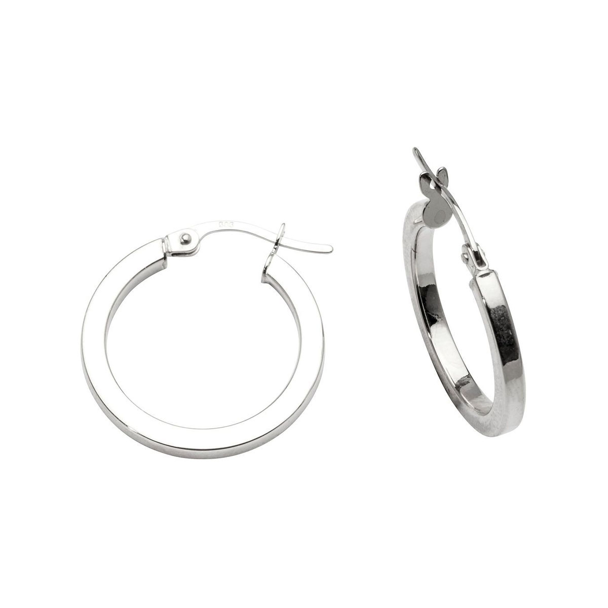 Øreringer 585 Hvitt Gull 15 mm