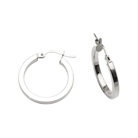 Øreringer 585 Hvitt Gull 15 mm