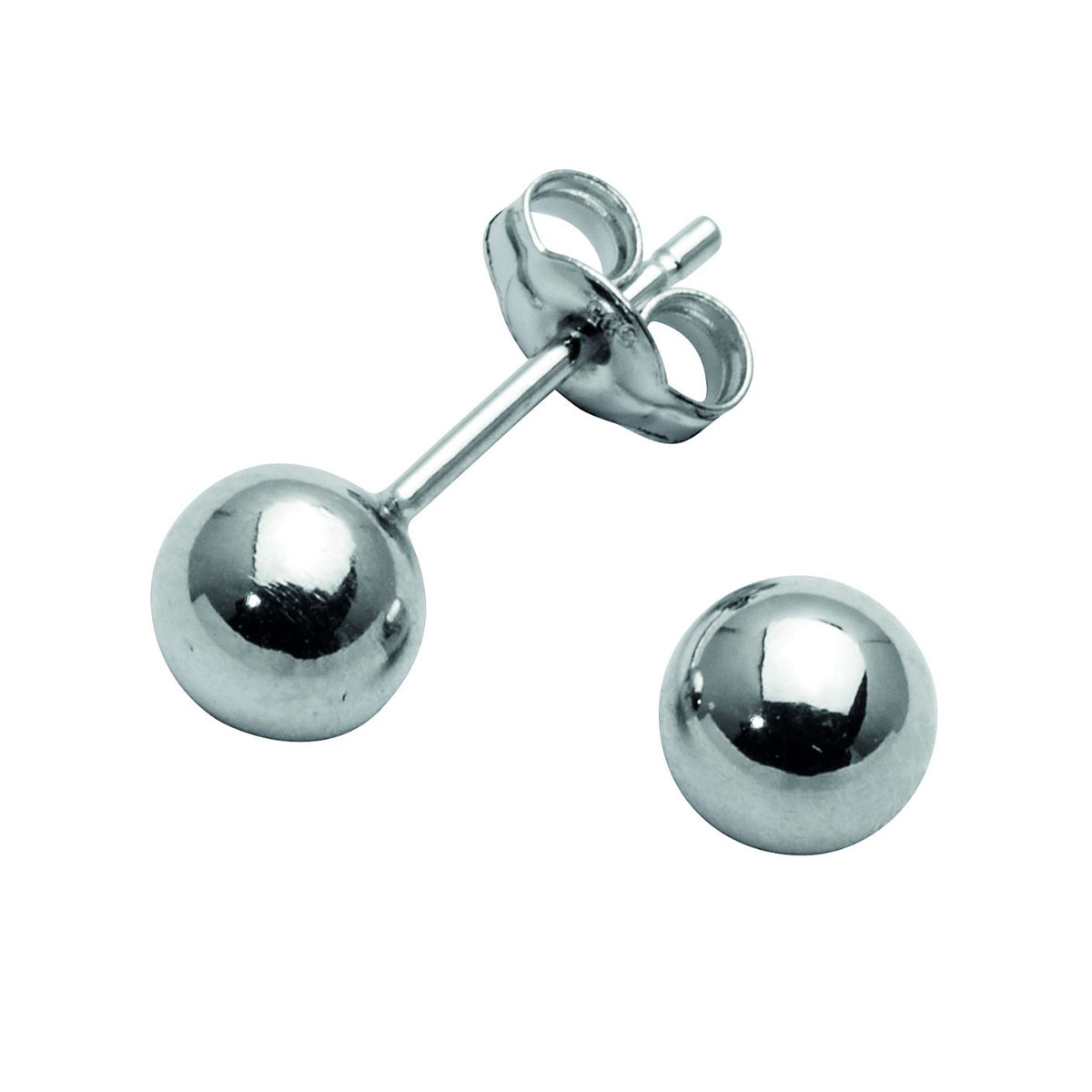 Øredobber 5 mm Kule Hvitt Gull 