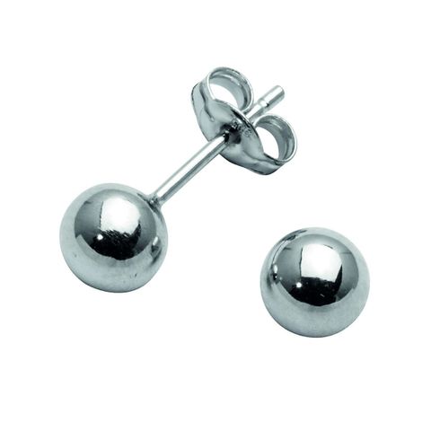 Øredobber 5 mm Kule Hvitt Gull