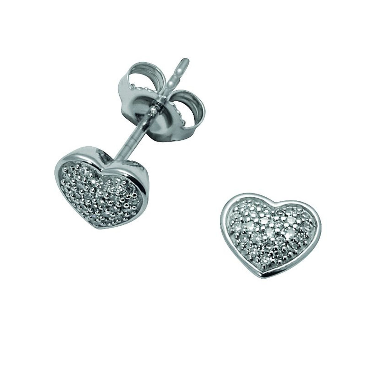 Øredobber Hjerte Diamant Hvitt Gull 