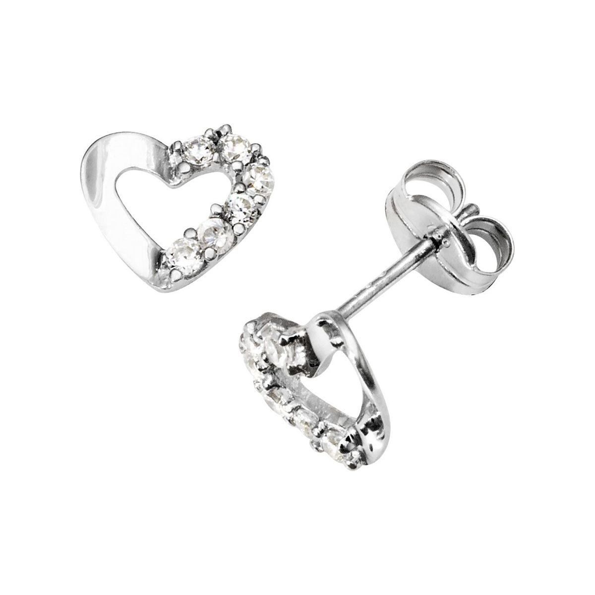 Øredobber Hjerter 585 Hvitt Gull