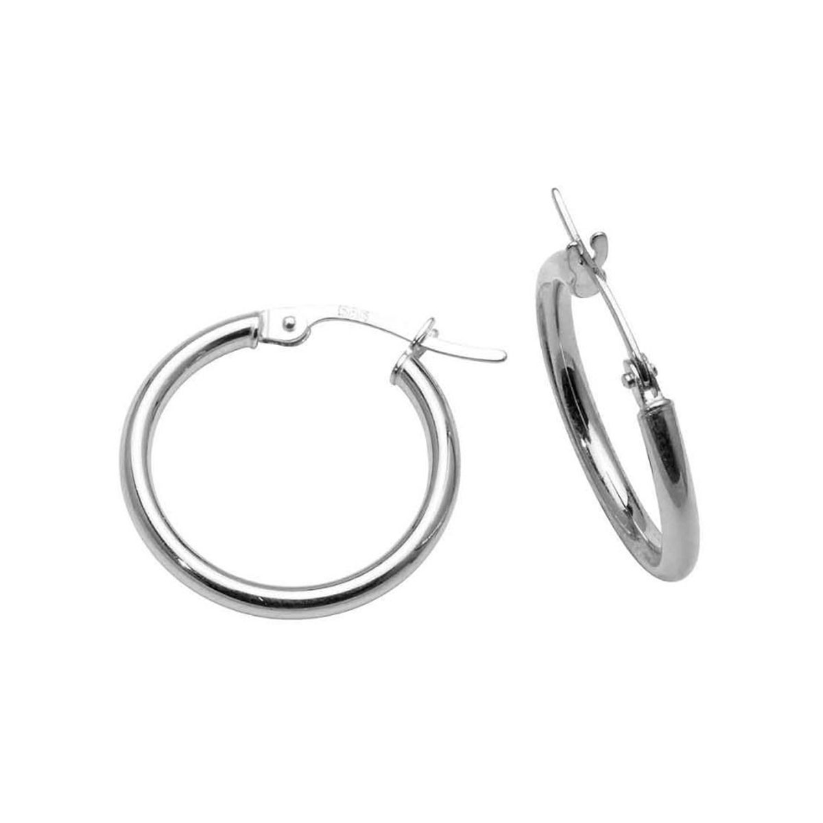 Øreringer 585 Hvitt Gull 15 mm