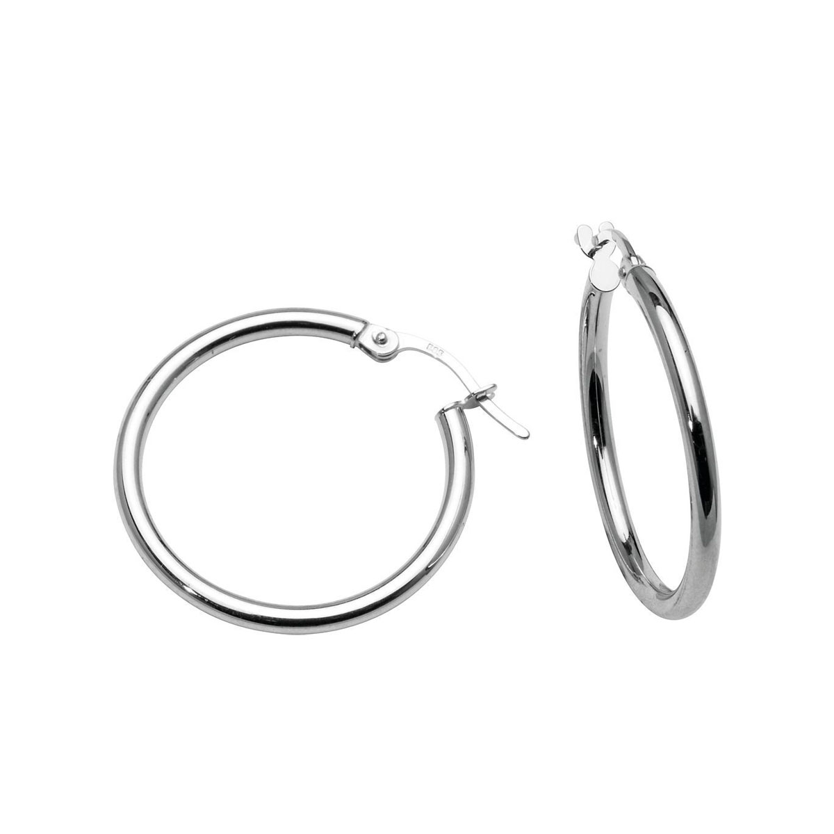 Øreringer 20 mm Hvitt Gull 