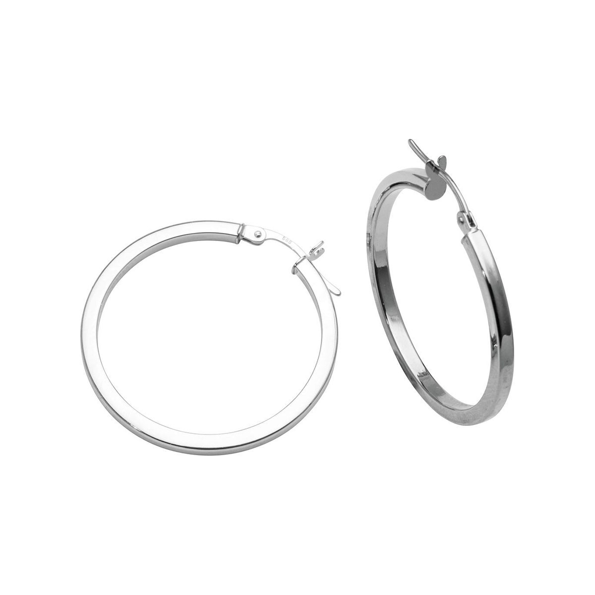 Øreringer 585 Hvitt Gull 25 mm