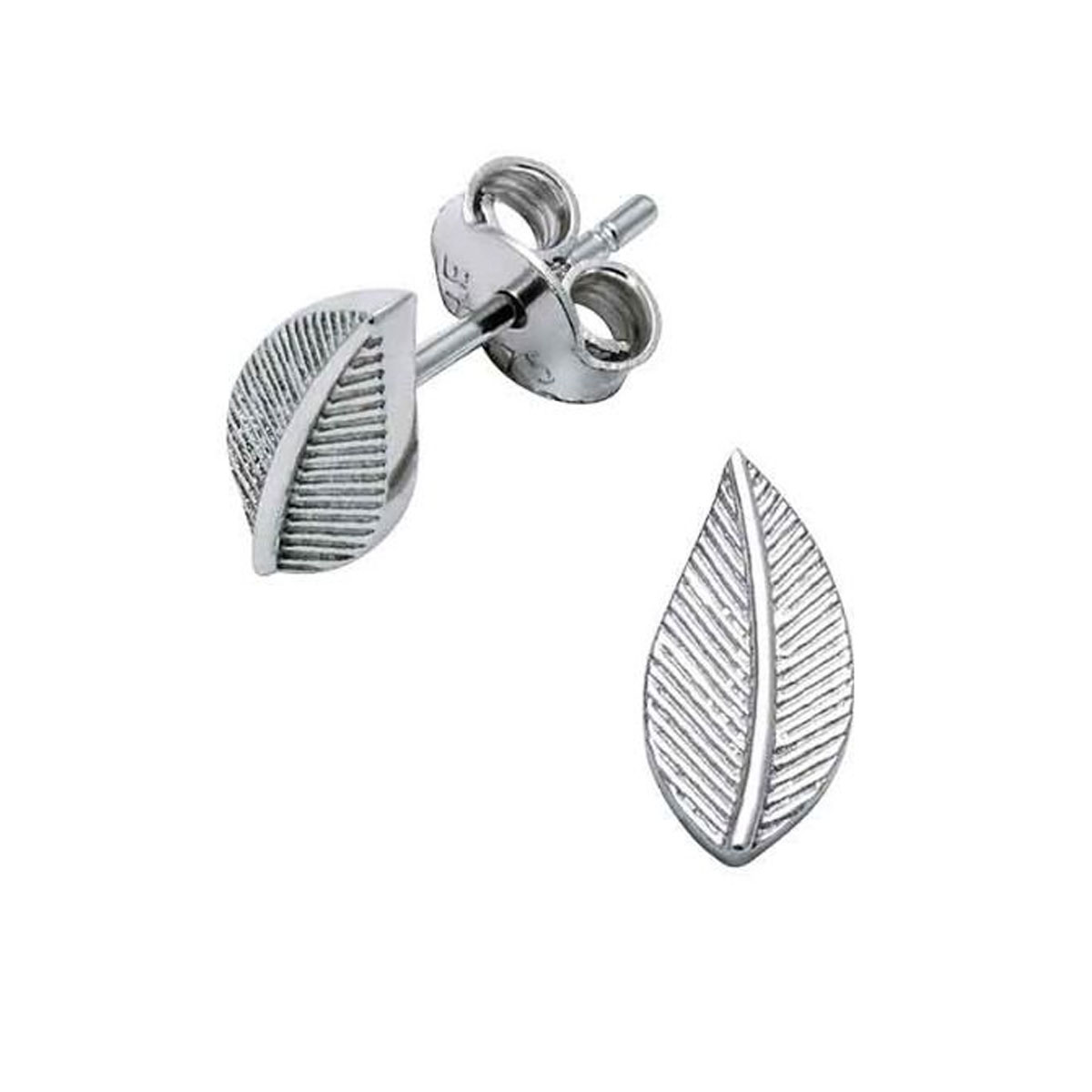 Øredobber Blad Hvitt Gull 