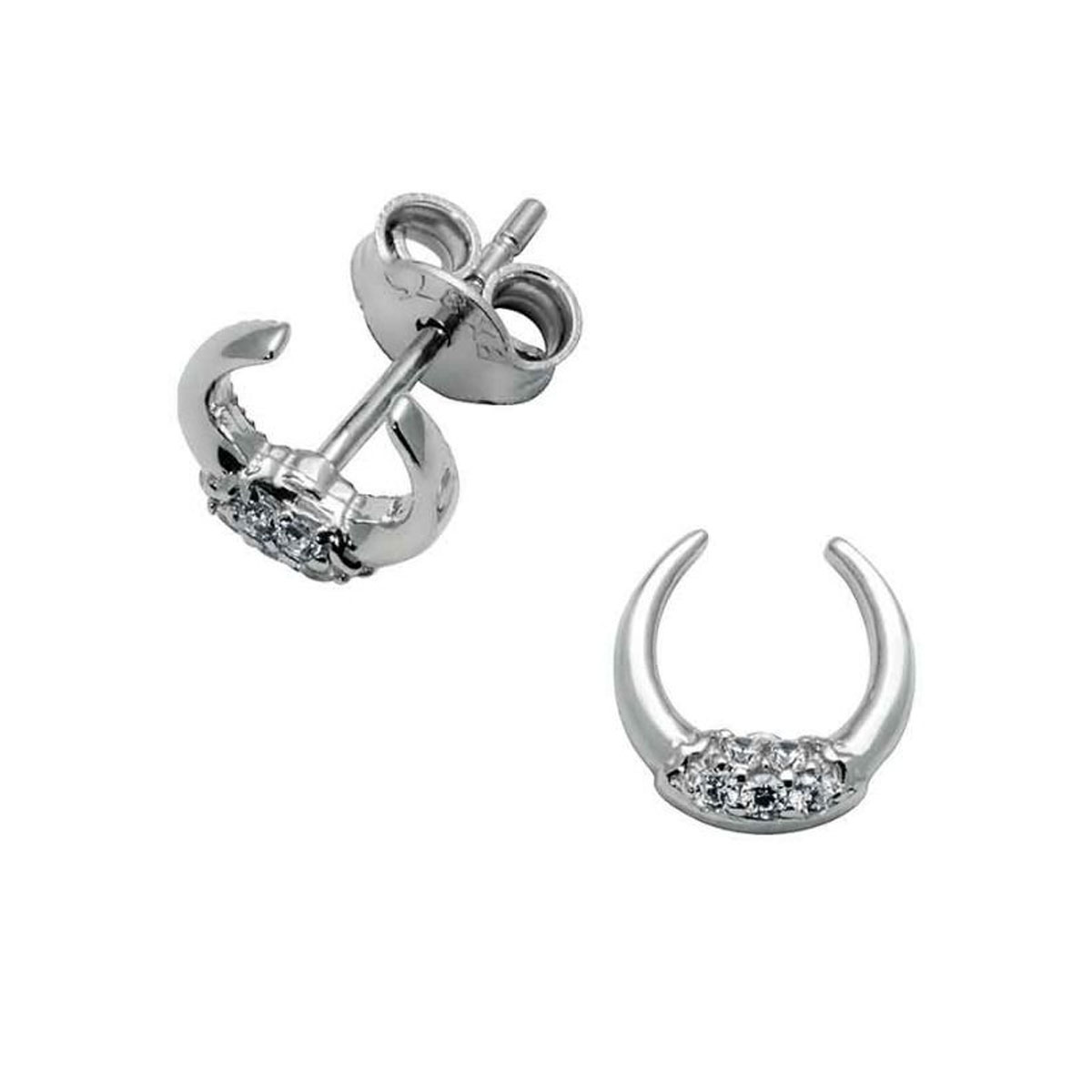 Øredobber Cresent Bull Hvitt Gull 
