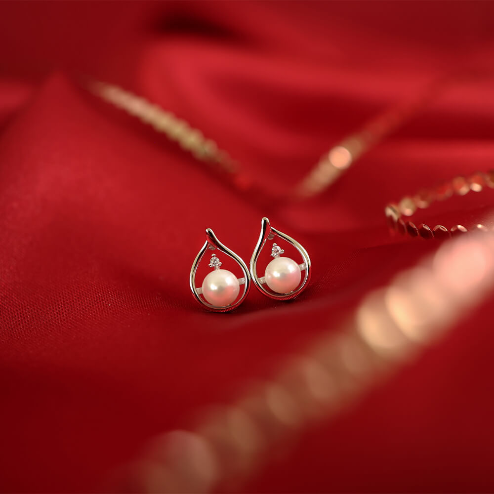 Øredobber Perle 925 Sølv