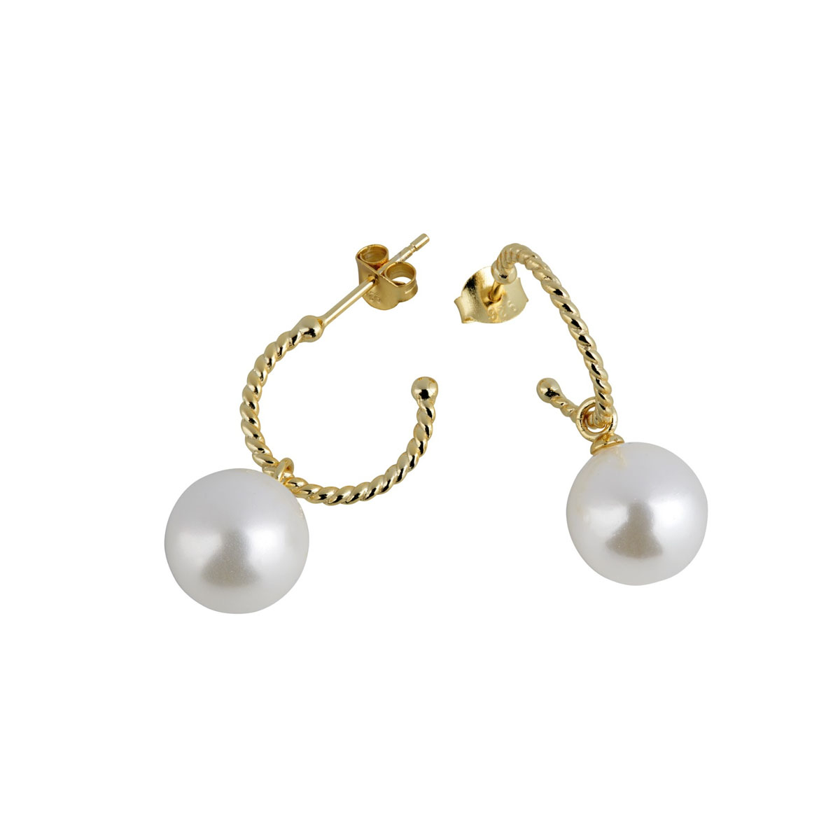 Øreringer Perle 925 Forgylt Sølv
