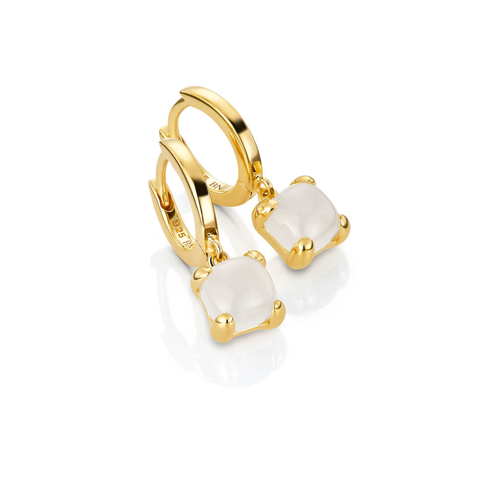 Øreringer 925 Forgylt Sølv Månestein