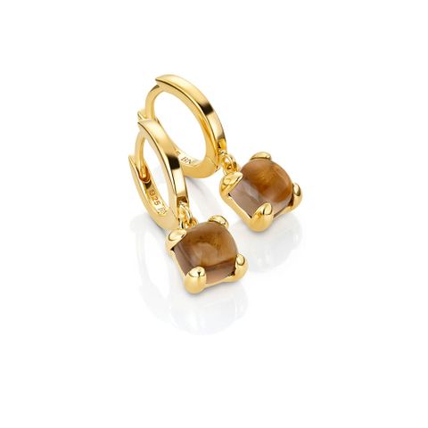 Øreringer 925 Forgylt Sølv Røykkvarts