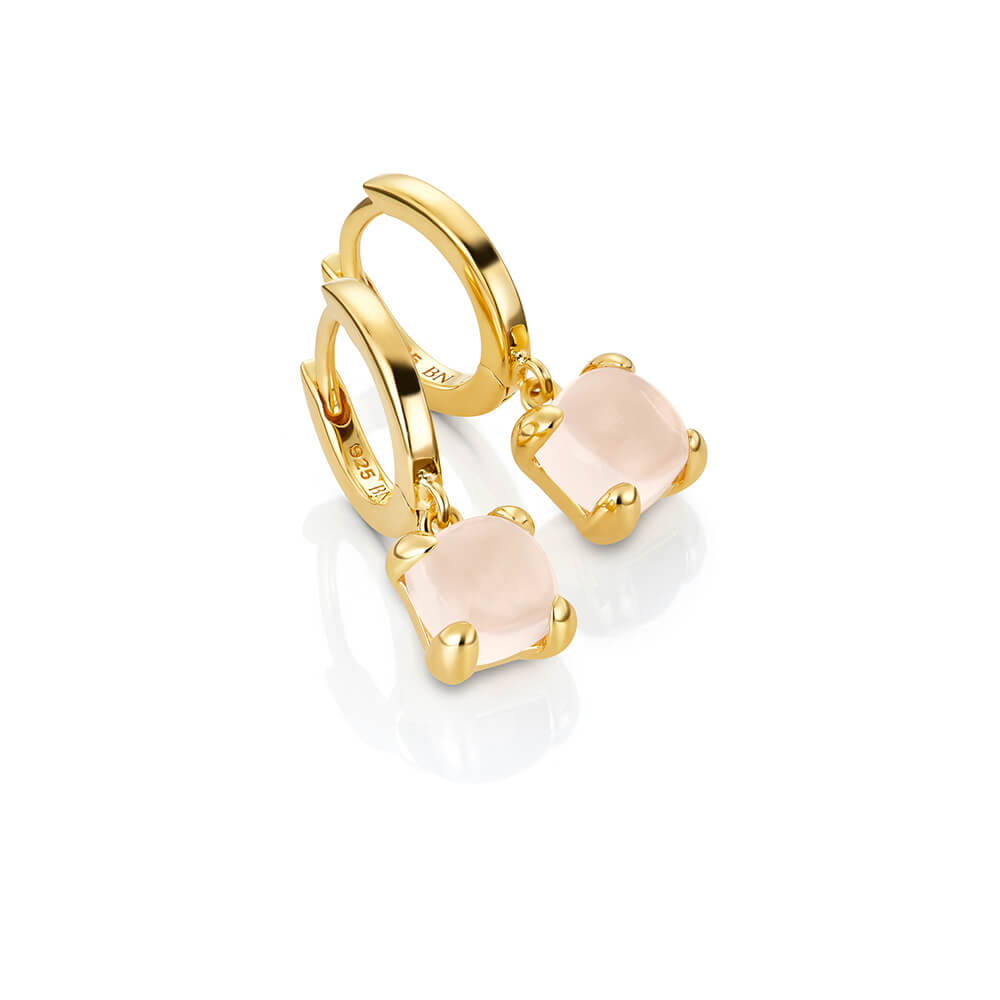 Øreringer 925 Forgylt Sølv Rosenkvarts