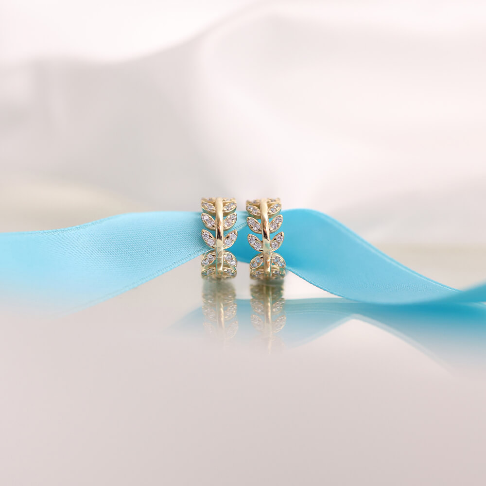 Øreringer Blader 925 Forgylt Sølv 