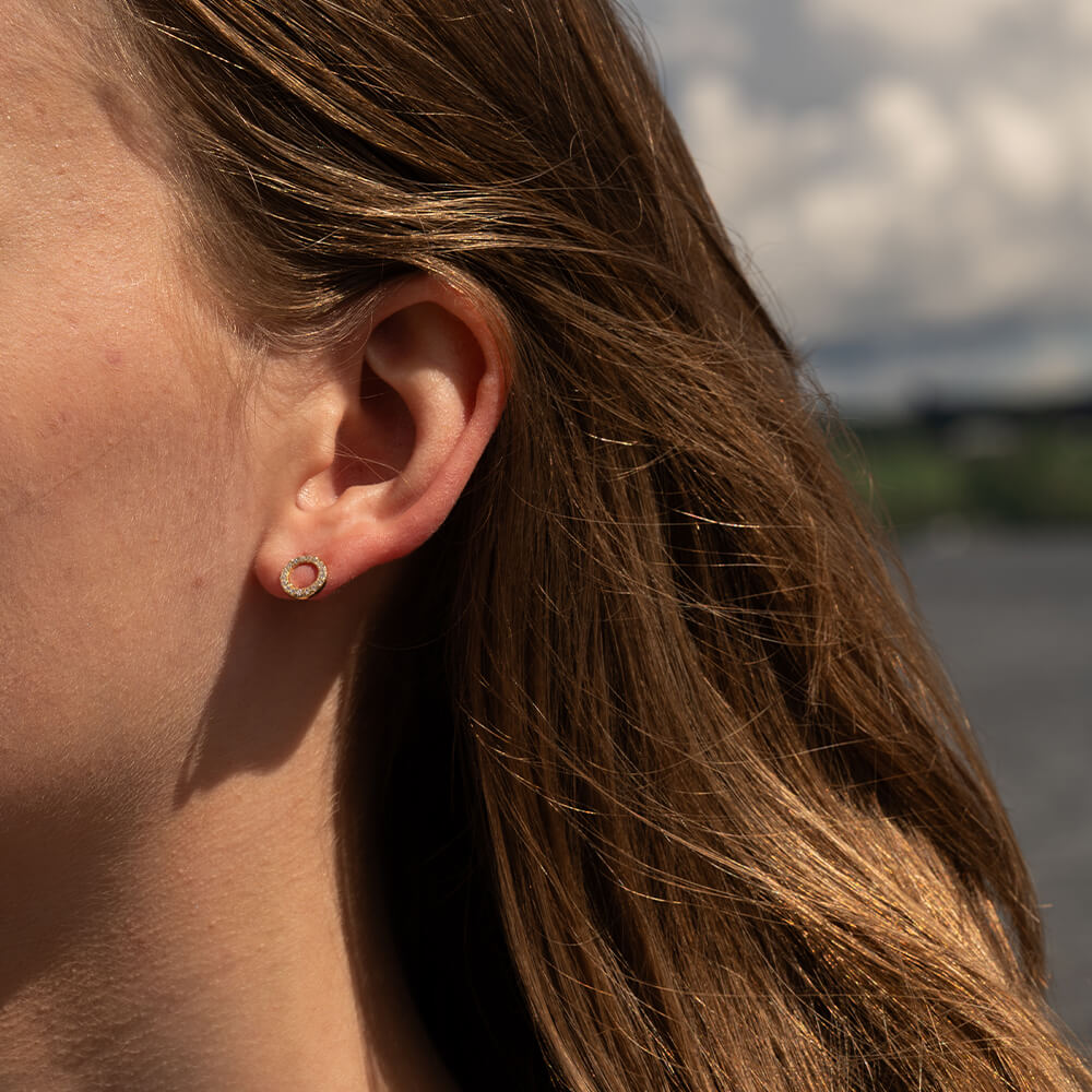 Øredobber Sirkel 925 Forgylt Sølv 