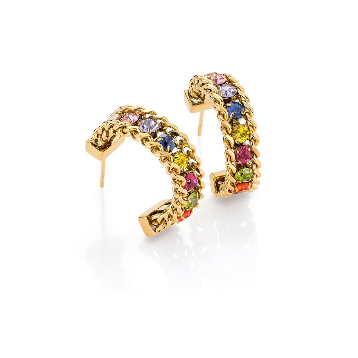 Øreringer Gullfarget Stål Flerfarget