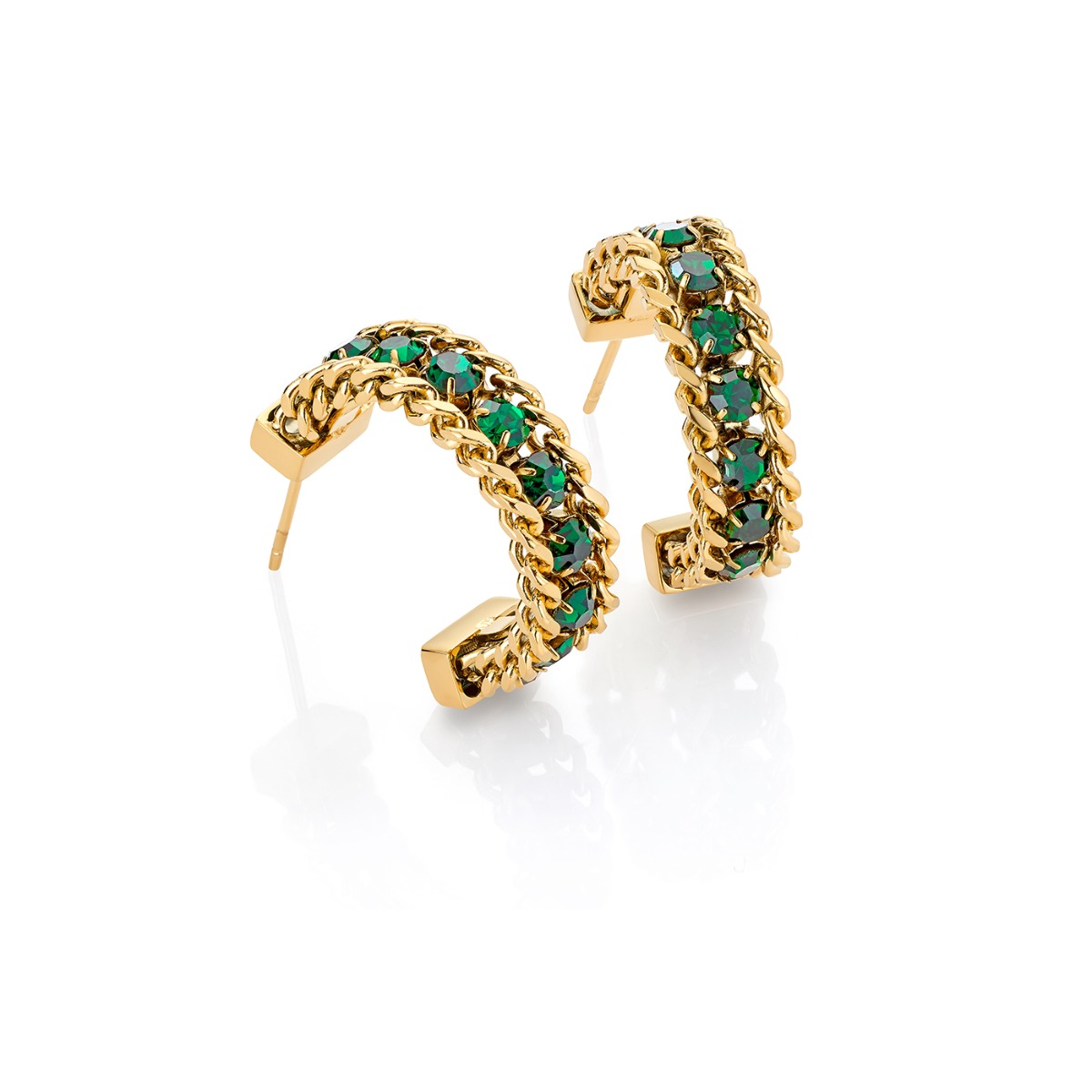 Øreringer Gullfarget Stål Grønn