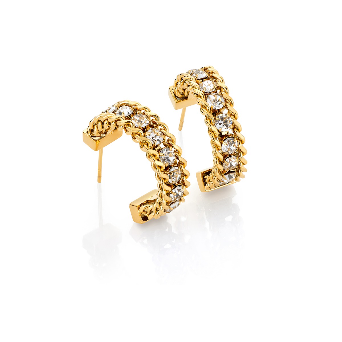 Øreringer Gullfarget Stål Hvit