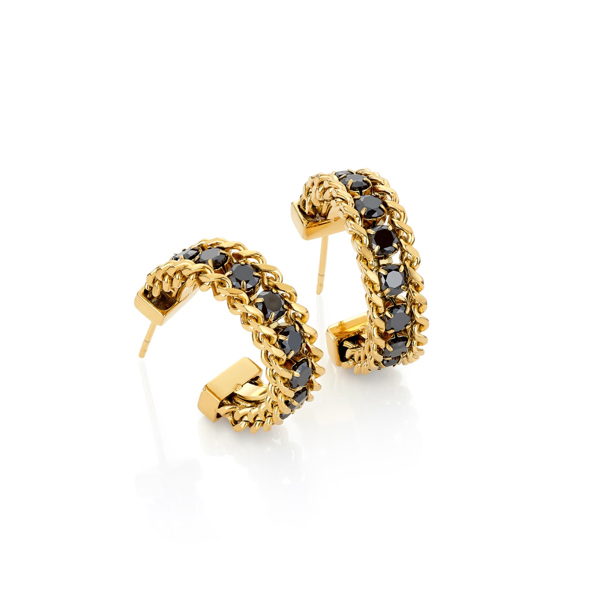 Øreringer Gullfarget Stål Sort