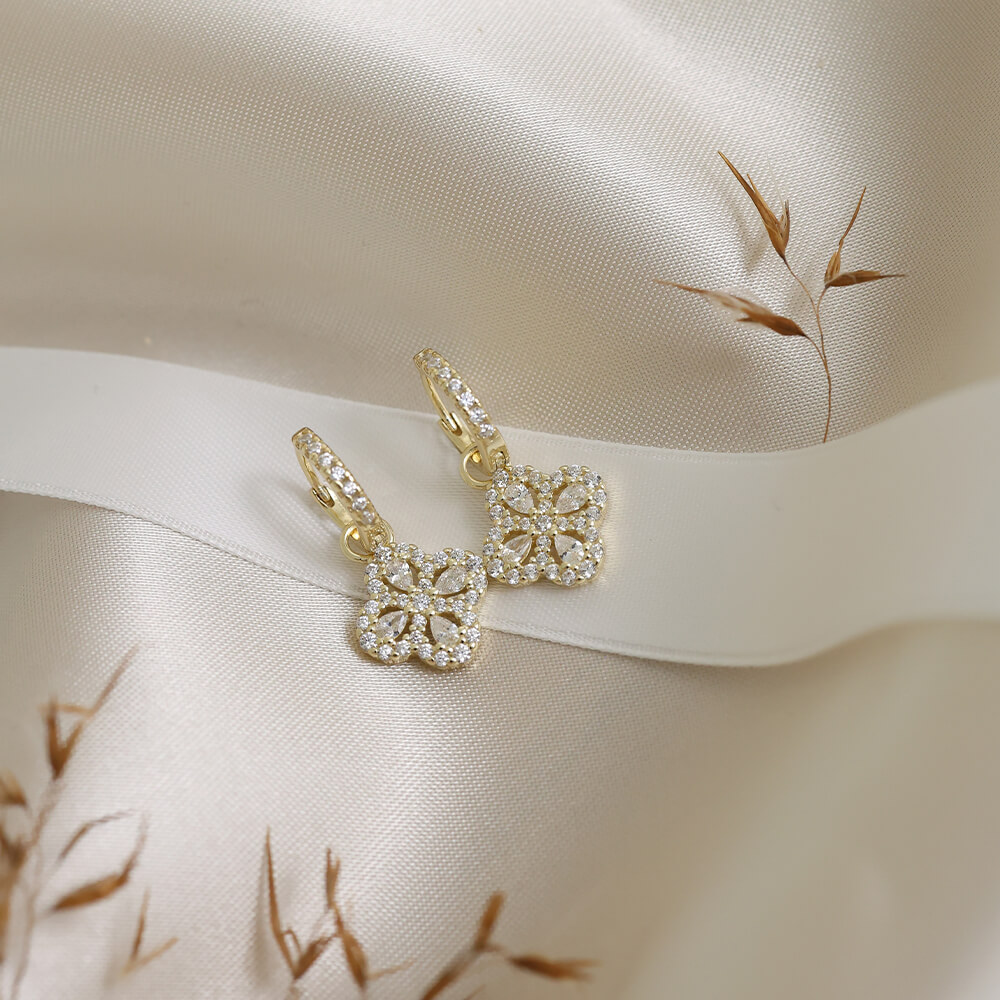 Øreringer Kløver 925 Forgylt Sølv