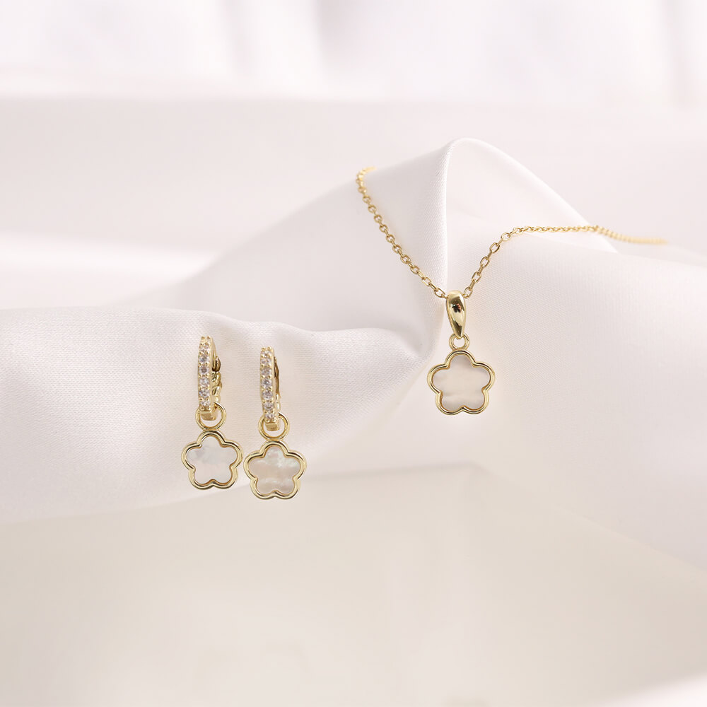 Halssmykke Blomst 925 Forgylt Sølv