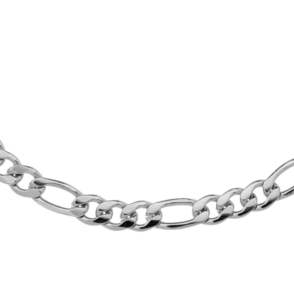 Sølvfarget armbånd med ovale lenker og forlengelseskjede vist mot hvit bakgrunn.