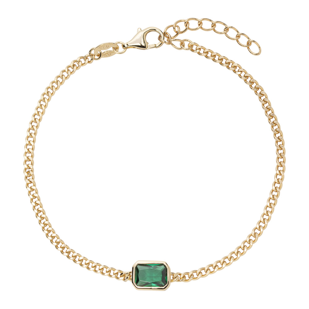 Armbånd 925 Forgylt Sølv Grønn
