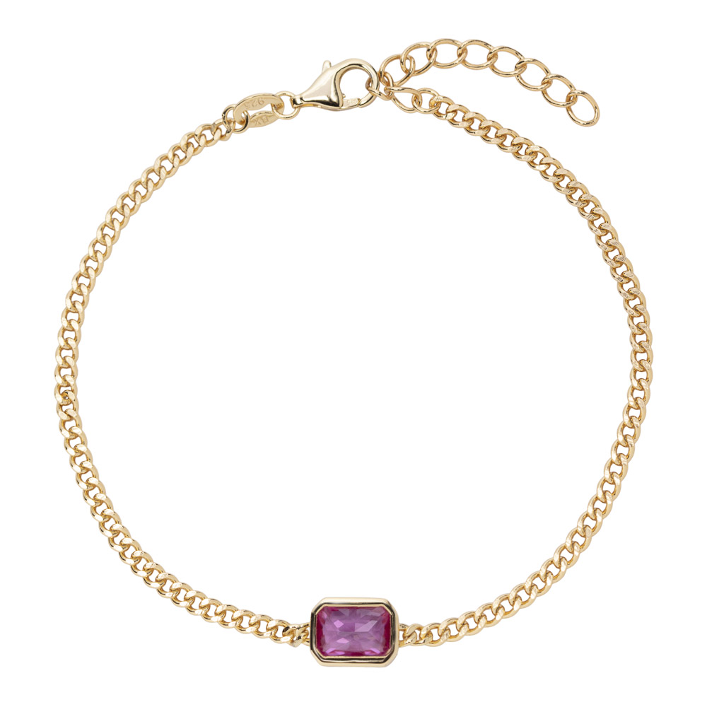 Armbånd 925 Forgylt Sølv Rød