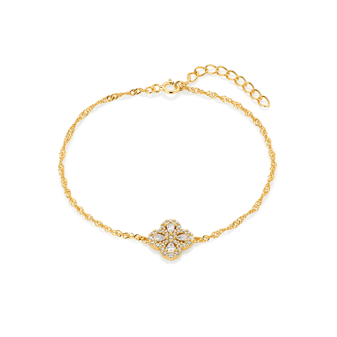 Armbånd Kløver 925 Forgylt Sølv