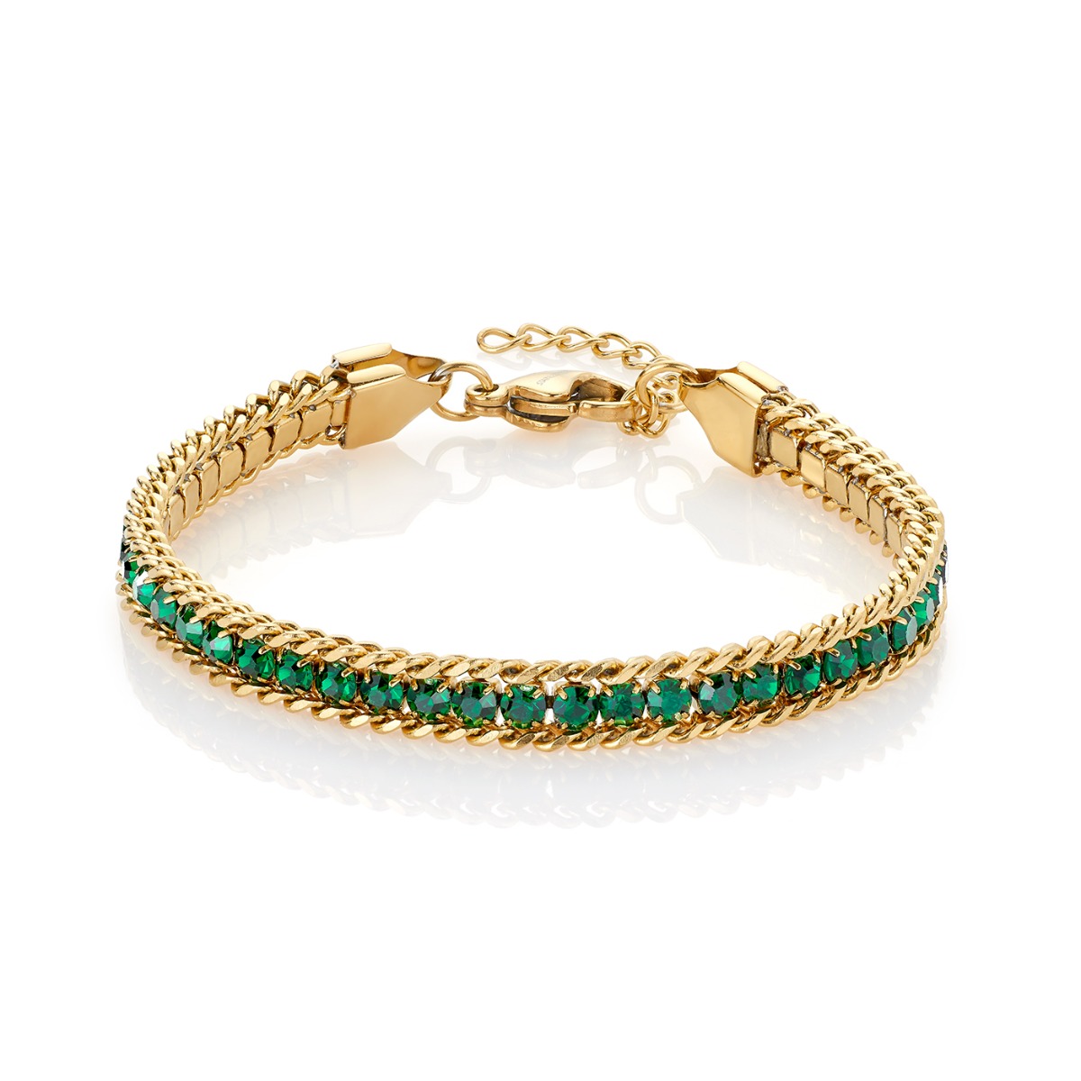 Armbånd Gullfarget Stål Grønn