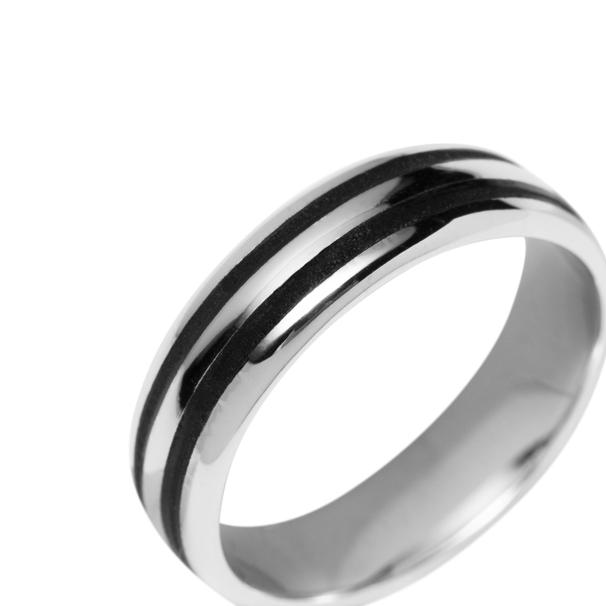 Glatt sølvring med avrundet form og blank overflate, fotografert rett forfra mot hvit bakgrunn med lett refleksjon.