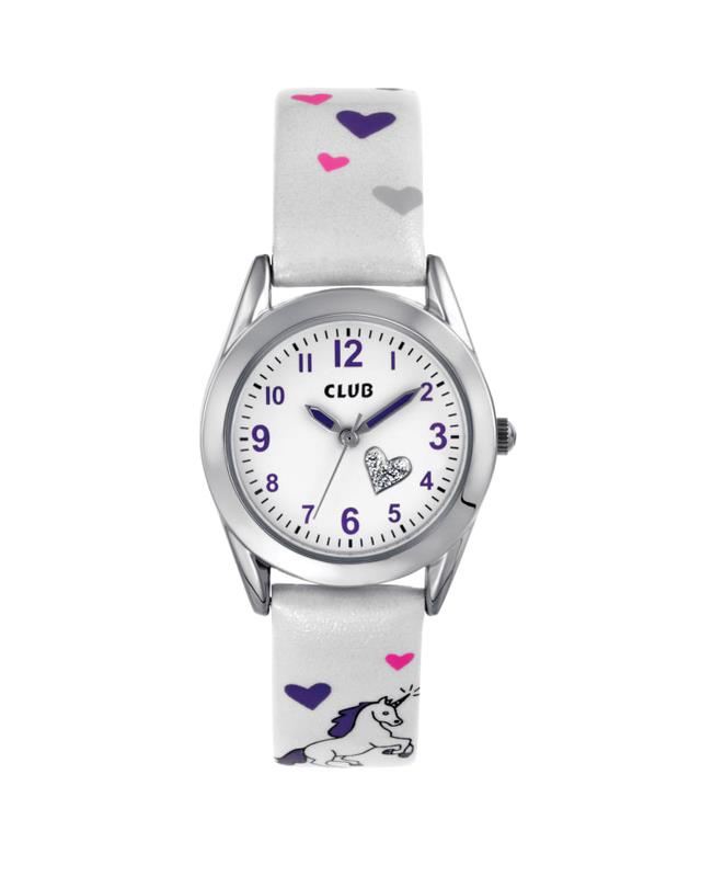 Barneklokke Hvit Hjerter Ø21mm 