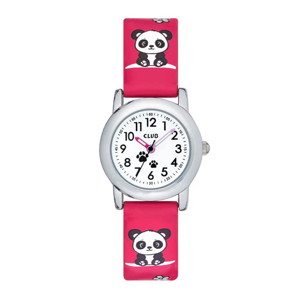 Barneklokke Mørkerosa Panda 27 mm