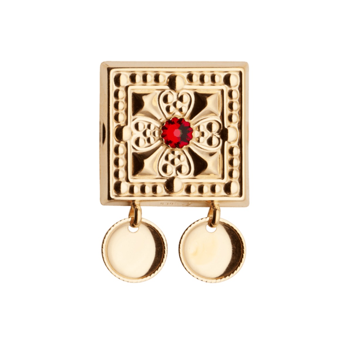 Beltestøl Rød Sten 830 Forgylt Sølv