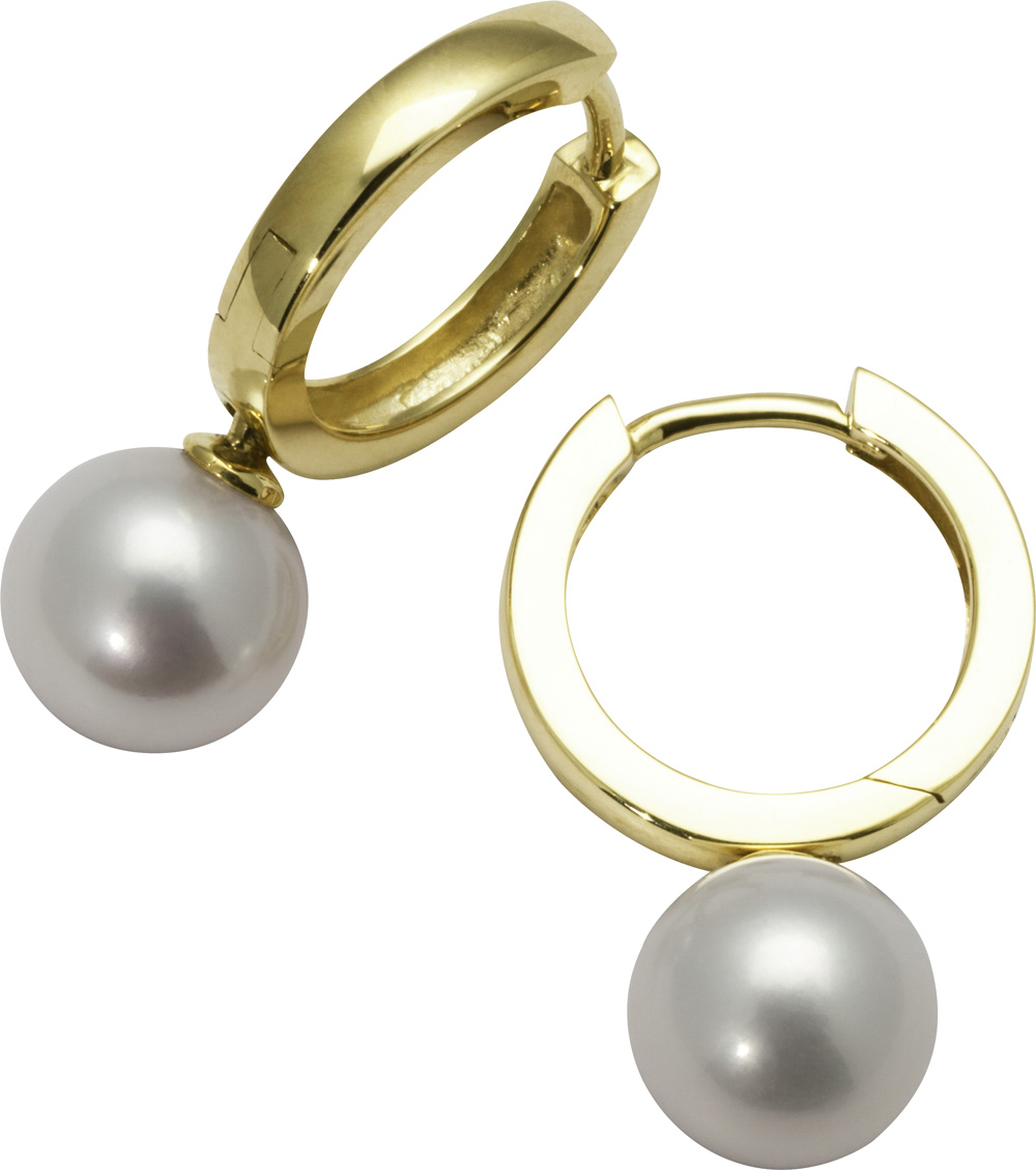 Øreringer Perler Gult Gull 