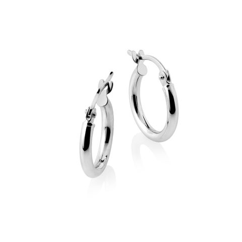 Øreringer 585 Hvitt Gull 10 mm