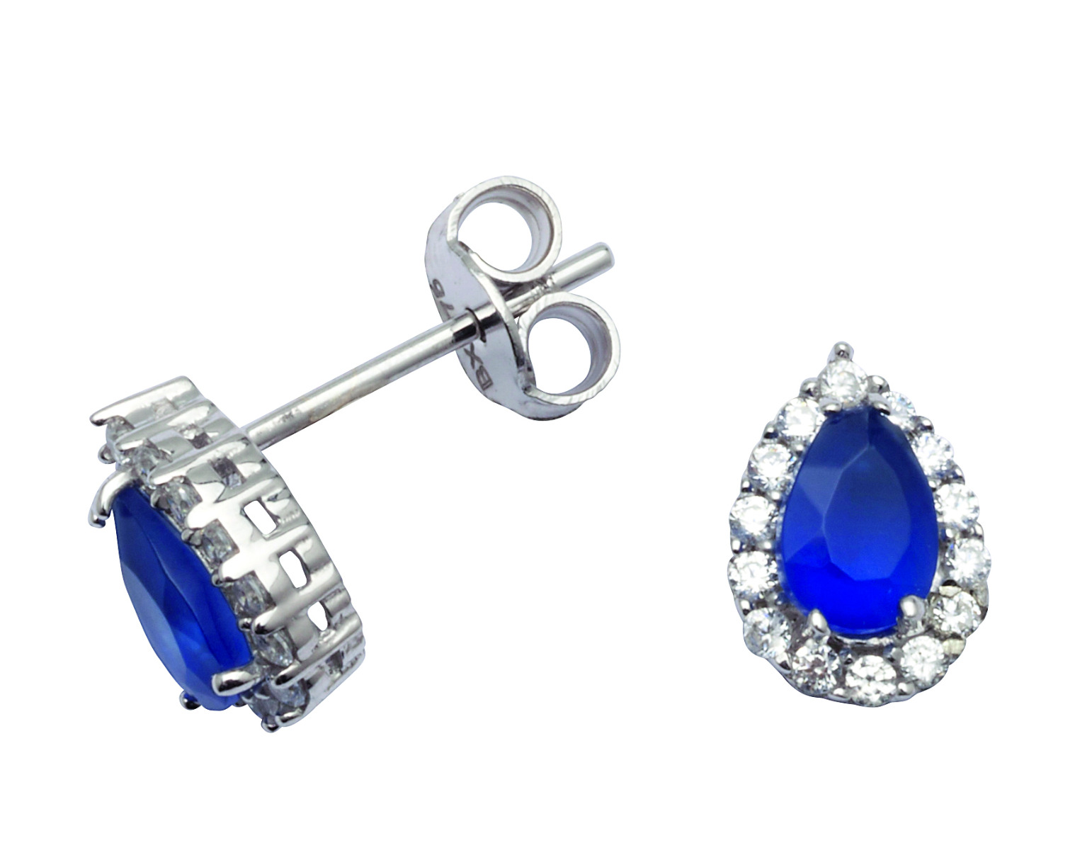 Rosett Øredobber Blå Fargede stener Hvitt Gull 