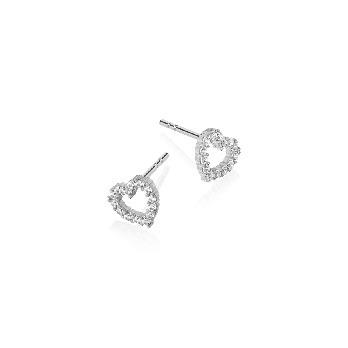 Øredobber Hjerter 375 Hvitt Gull