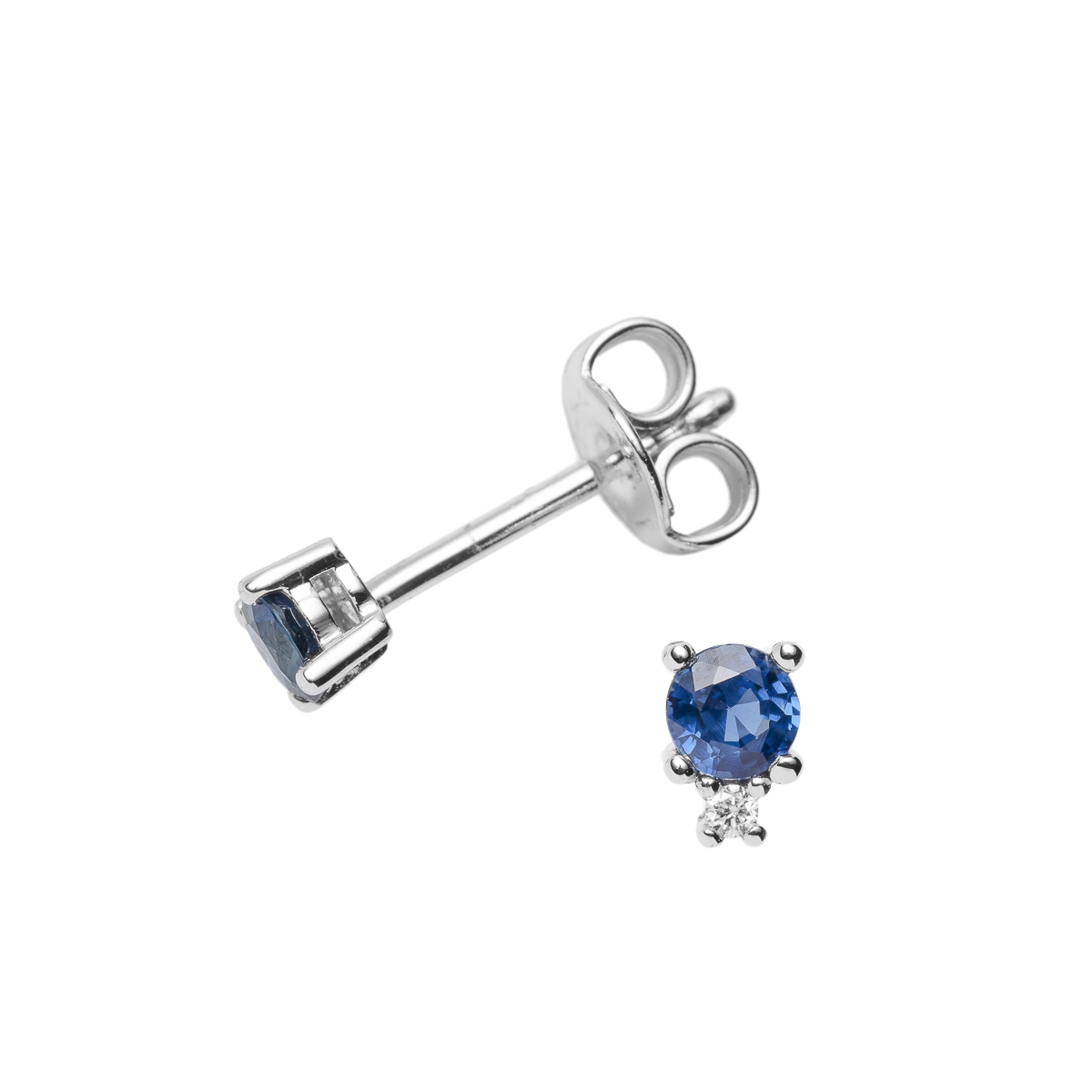 Øredobber Safir 375 Hvitt Gull 