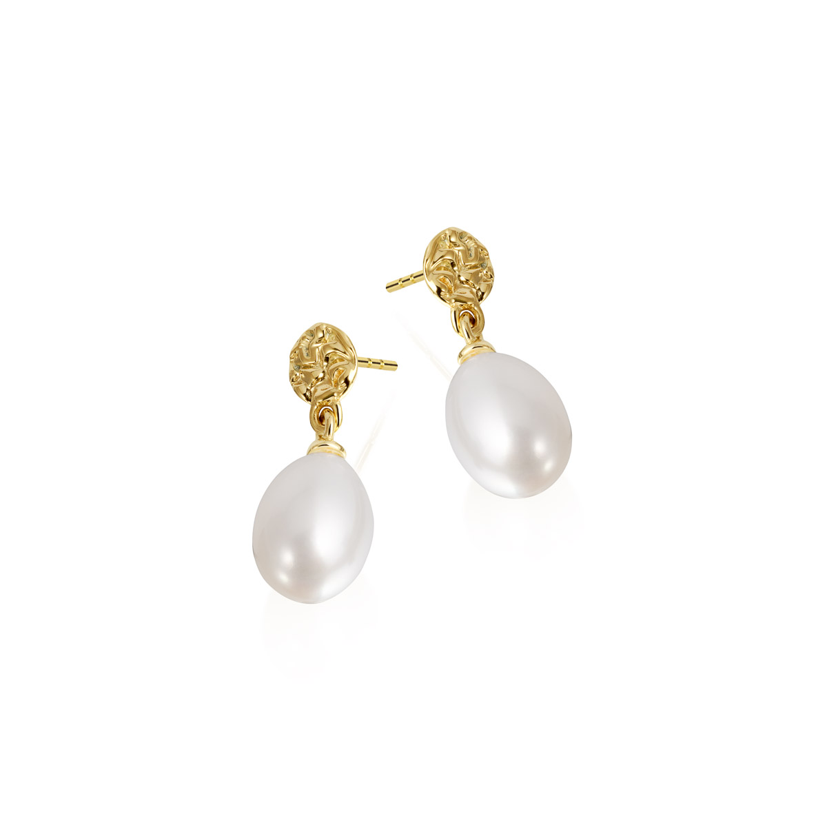 Øredobber Ferskvannsperle 375 Gult Gull