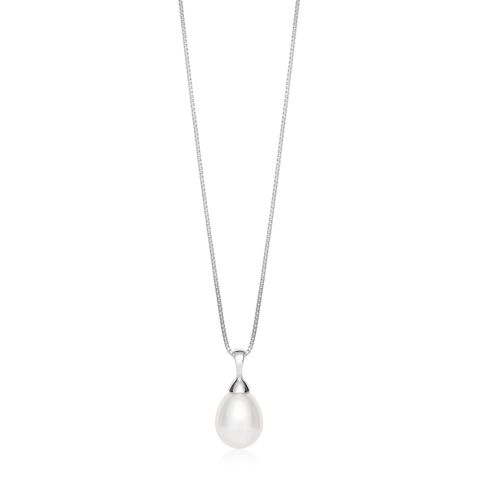 Halssmykke Ferskvannsperle 585 Hvitt Gull