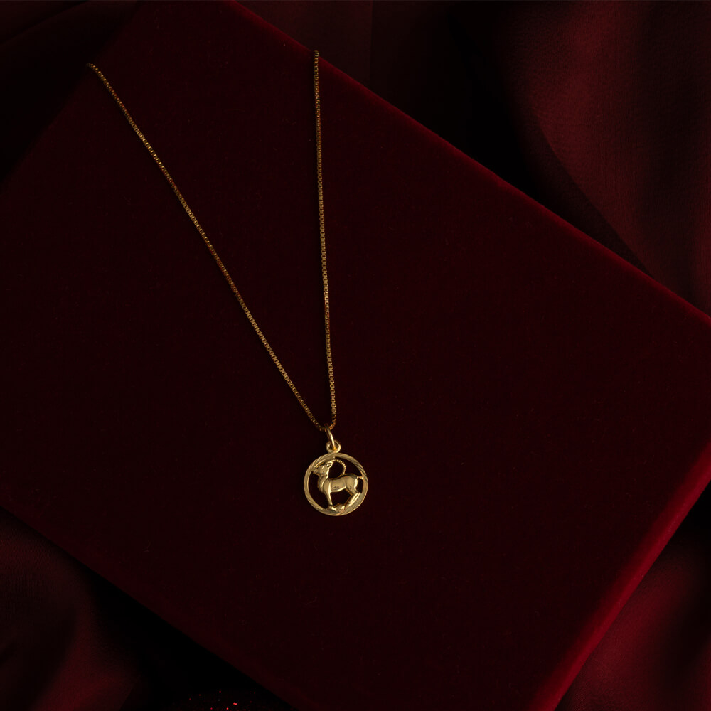 Halssmykke Steinbukken Stjernetegn 375 Gult Gull