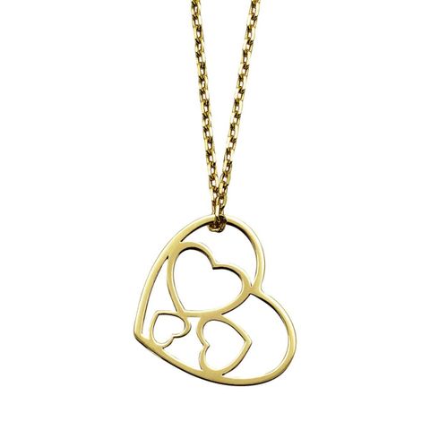 Halssmykke Hjerter 375 Gult Gull