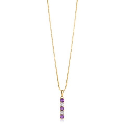 Diamantsmykke 375 Gult Gull Ametyst