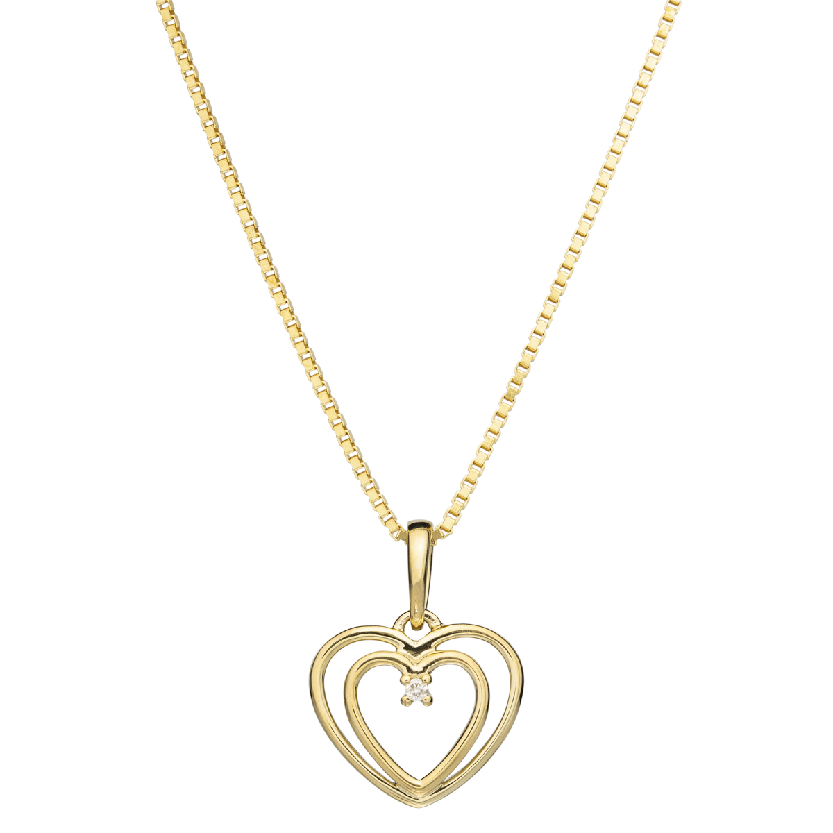 Diamantsmykke Hjerte 375 Gult Gull 0,010 ct