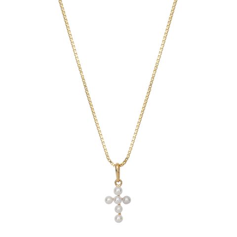 Halssmykke Kors 375 Gult Gull