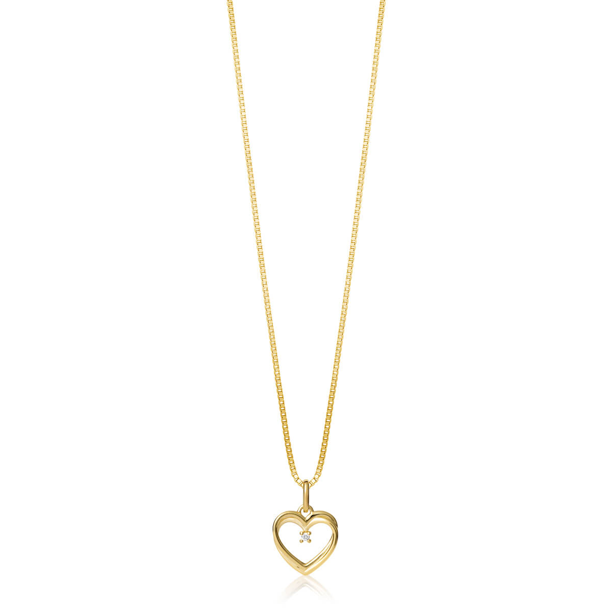 Diamantsmykke Hjerte 375 Gult Gull 0,010 ct.