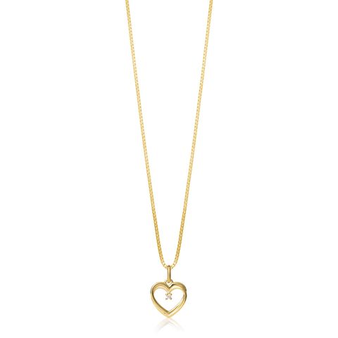 Diamantsmykke Hjerte 375 Gult Gull 0,010 ct.